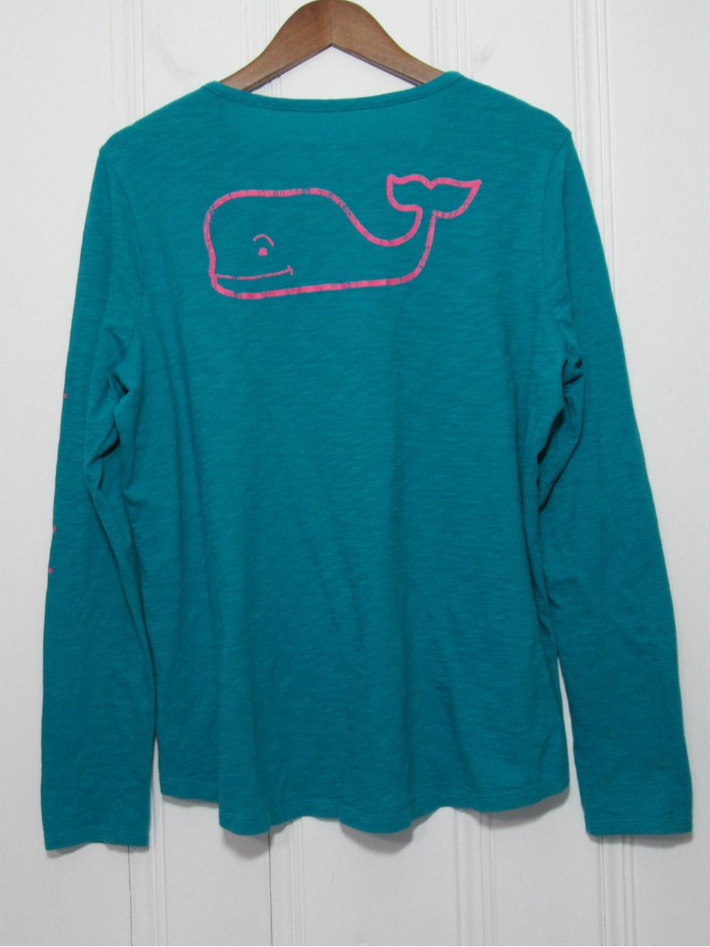 Vineyard Vines Teal Long Sleeve Crewneck Whale Tee Shirt Size XL - Picture 4 of 10